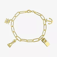 Mens 1/6 CT. T.W. Natural White Diamond 18K Gold Over Silver Charm Bracelet