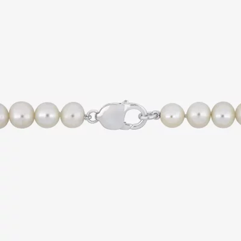 Mens Dyed Cultured Freshwater Pearl Sterling Silver Strand Bracelet