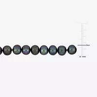Mens Dyed Black Cultured Freshwater Pearl Sterling Silver Strand Bracelet