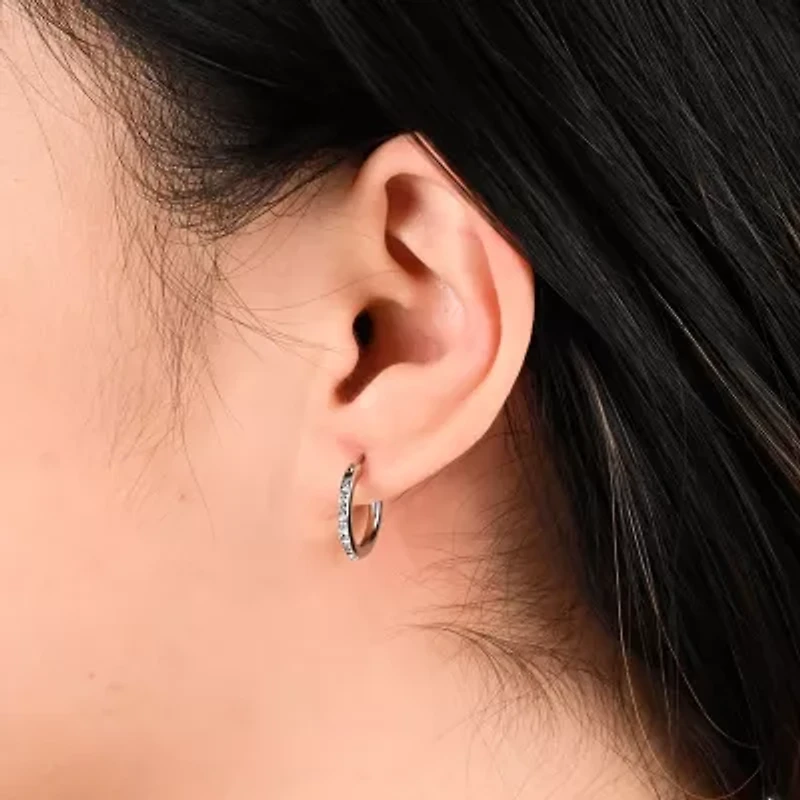 Womens White Crystal Sterling Silver 2 Pair Earring Set