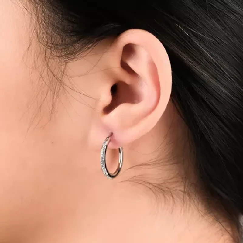 Womens White Crystal Sterling Silver 2 Pair Earring Set