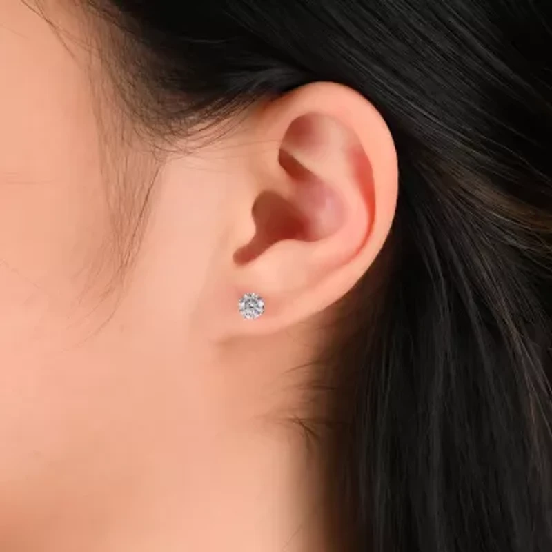 Womens Cubic Zirconia Sterling Silver Earring Set