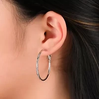 Sterling Silver Diamond-Cut Hoop Earrings