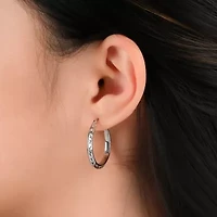 Womens Sterling Silver 25mm Hoop Earrings
