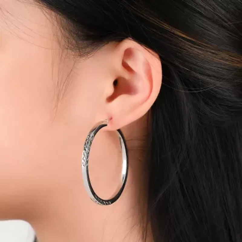 Womens Sterling Silver 45mm Hoop Earrings