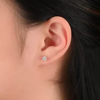 Womens White Crystal Sterling Silver Ball 6 Pair Earring Set