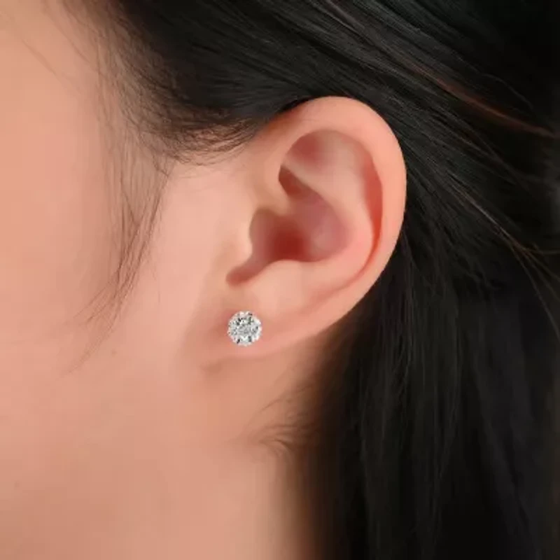 Womens White Crystal Sterling Silver Ball 6 Pair Earring Set