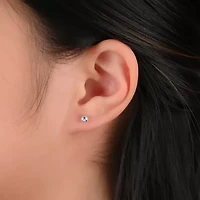 Womens White Crystal Sterling Silver Ball 6 Pair Earring Set