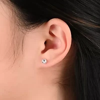 Womens White Crystal Sterling Silver Ball 6 Pair Earring Set