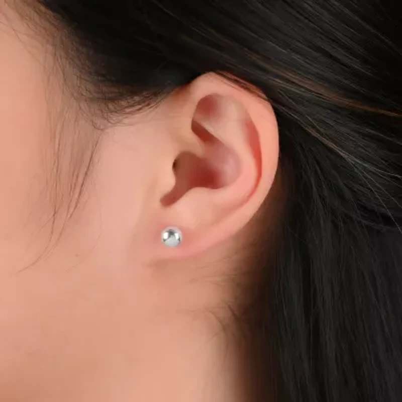 Womens White Crystal Sterling Silver Ball 6 Pair Earring Set