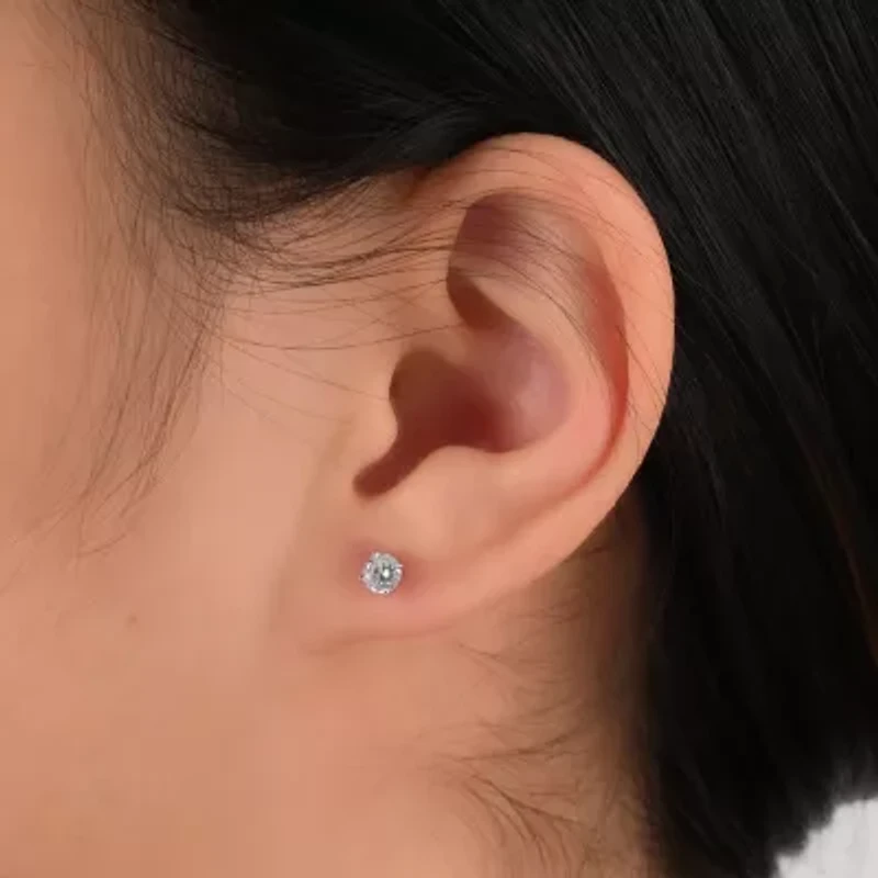 Womens White Cubic Zirconia Sterling Silver 6 Pair Earring Set