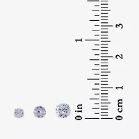 Womens White Cubic Zirconia Sterling Silver 6 Pair Earring Set