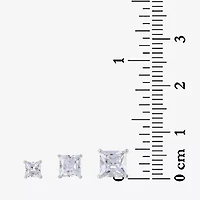 Womens White Cubic Zirconia Sterling Silver 6 Pair Earring Set