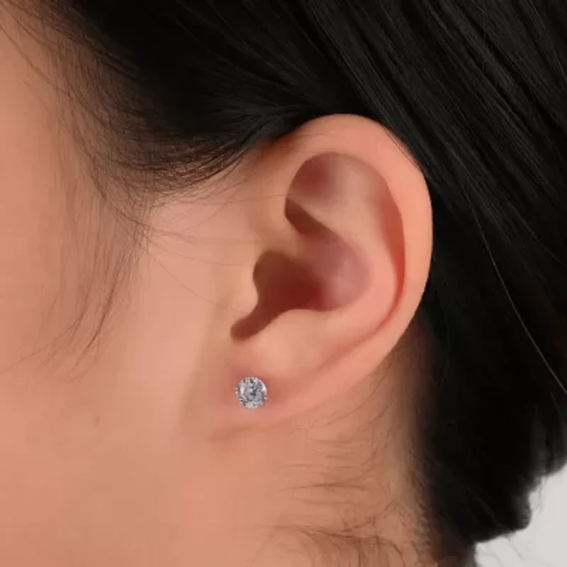 Womens White Cubic Zirconia Sterling Silver 6 Pair Earring Set