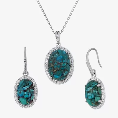 Womens Enhanced Green Turquoise Sterling Silver 2-pc. Jewelry Set