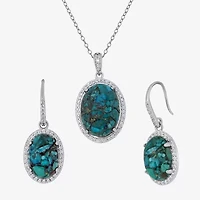 Womens Enhanced Green Turquoise Sterling Silver 2-pc. Jewelry Set