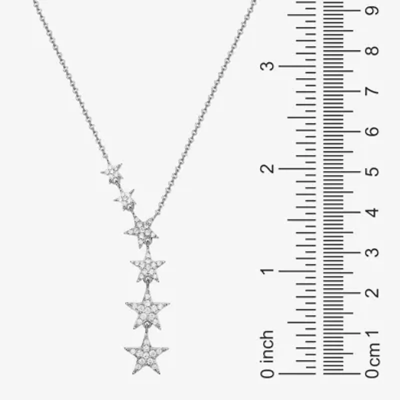 Womens Cubic Zirconia Sterling Silver 18 Inch Y Necklace
