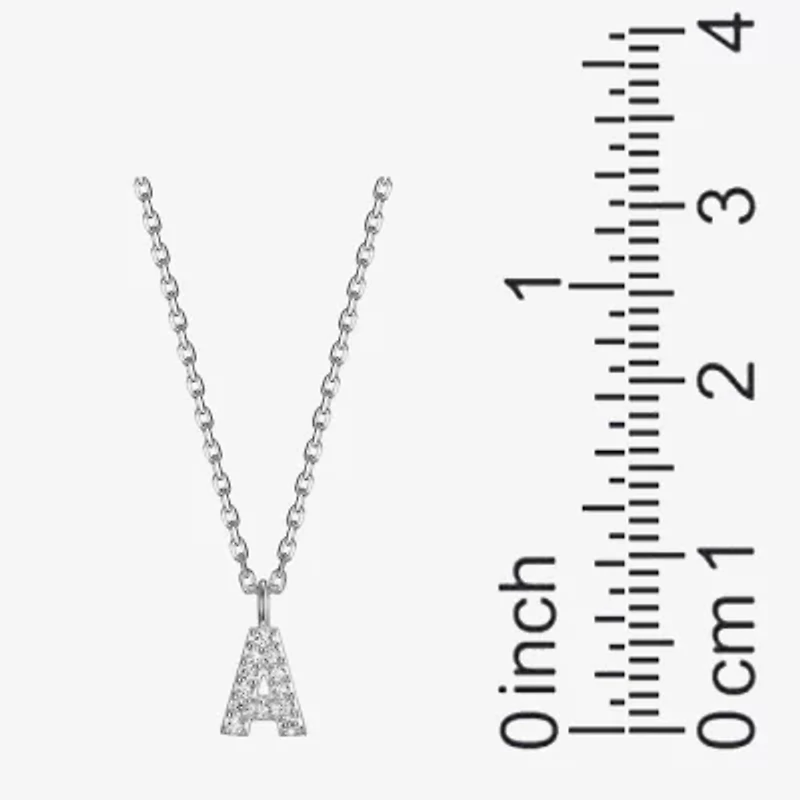 Womens Diamond Accent Cubic Zirconia Sterling Silver Round 18 Inch Pendant Necklace