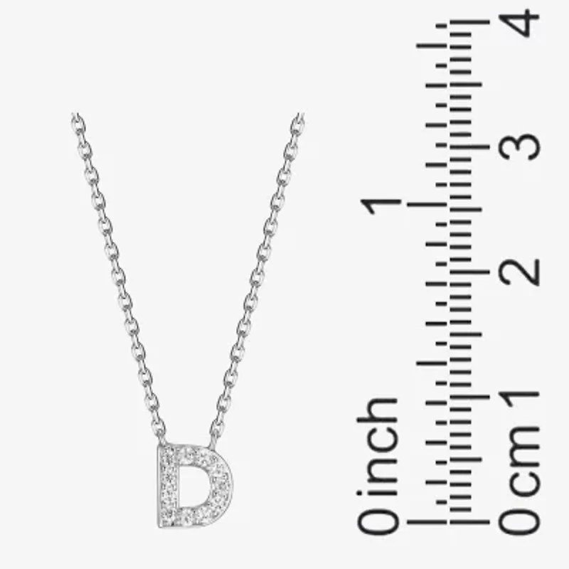 Womens 1/10 CT. T.W. Cubic Zirconia Sterling Silver Round 18 Inch Pendant Necklace