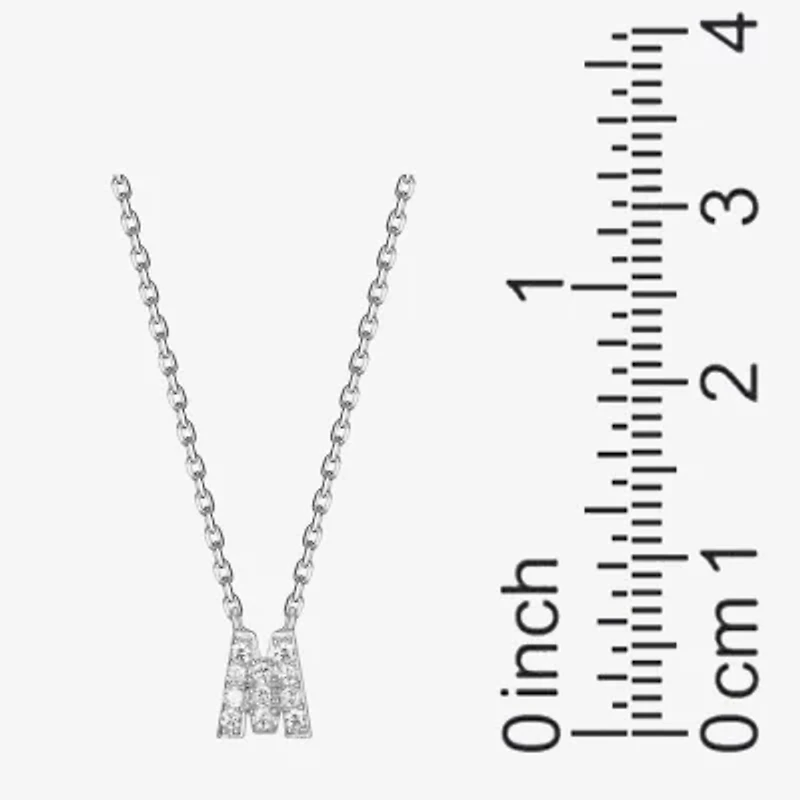 Womens 1/10 CT. T.W. Cubic Zirconia Sterling Silver Round 18 Inch Pendant Necklace