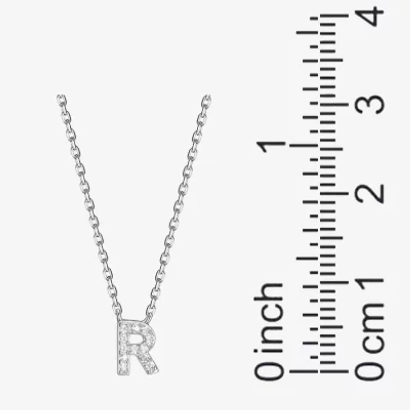 Womens Diamond Accent Cubic Zirconia Sterling Silver Round 18 Inch Pendant Necklace