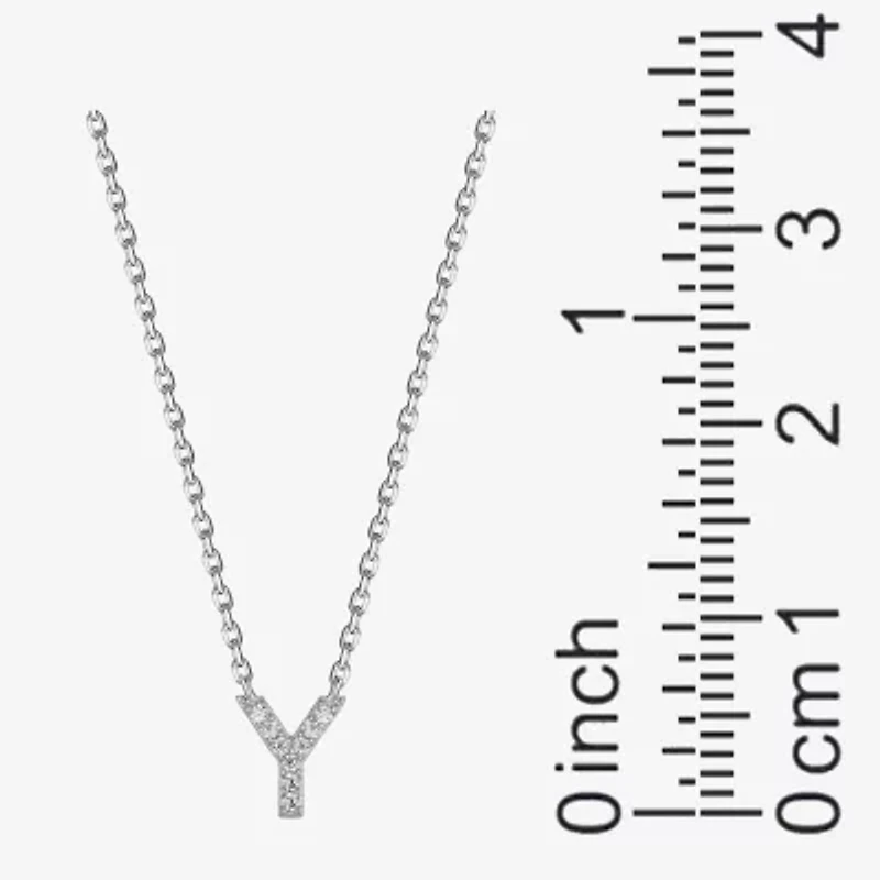 Womens Diamond Accent Cubic Zirconia Sterling Silver 18 Inch Pendant Necklace
