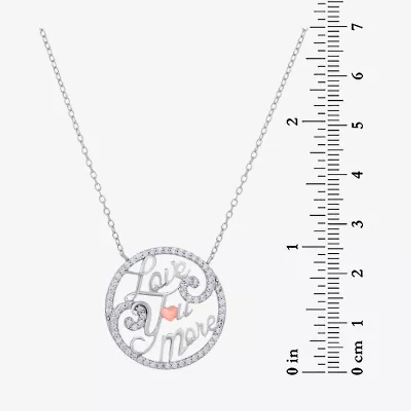 Diamonart Womens White Cubic Zirconia Sterling Silver Heart Round 18 Inch Pendant Necklace