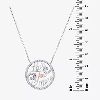 Diamonart Womens White Cubic Zirconia Sterling Silver Heart Round 18 Inch Pendant Necklace