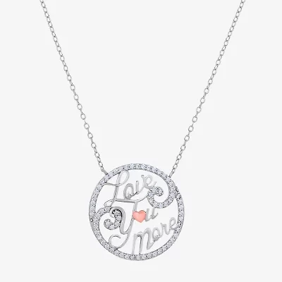 Diamonart Womens White Cubic Zirconia Sterling Silver Heart Round 18 Inch Pendant Necklace