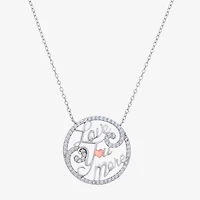 Diamonart Womens White Cubic Zirconia Sterling Silver Heart Round 18 Inch Pendant Necklace