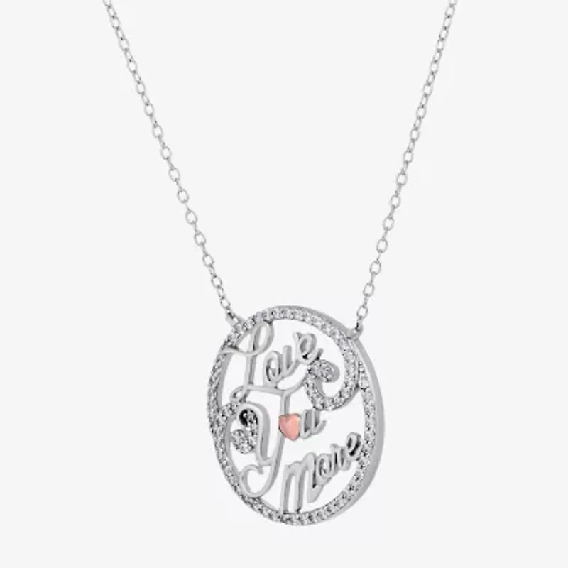 Diamonart Womens White Cubic Zirconia Sterling Silver Heart Round 18 Inch Pendant Necklace