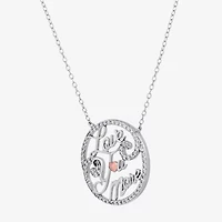 Diamonart Womens White Cubic Zirconia Sterling Silver Heart Round 18 Inch Pendant Necklace