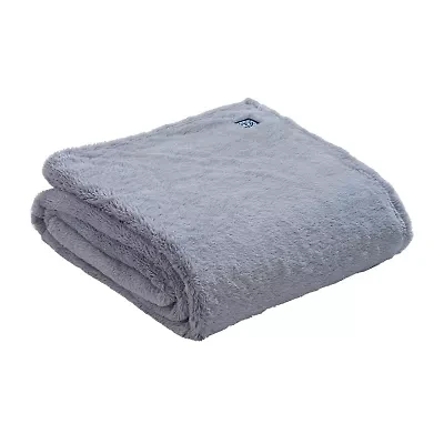 Oxford Chambray Printed Plush Reverse to Faux Fur Blanket