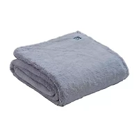 Oxford Chambray Printed Plush Reverse to Faux Fur Blanket