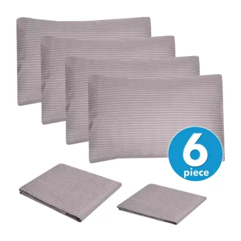Sweet Home Collection™ Pinstripes Printed Sheet Set, Deluxe Ultra Soft, Double Brushed Microfiber with Bonus Pillowcases