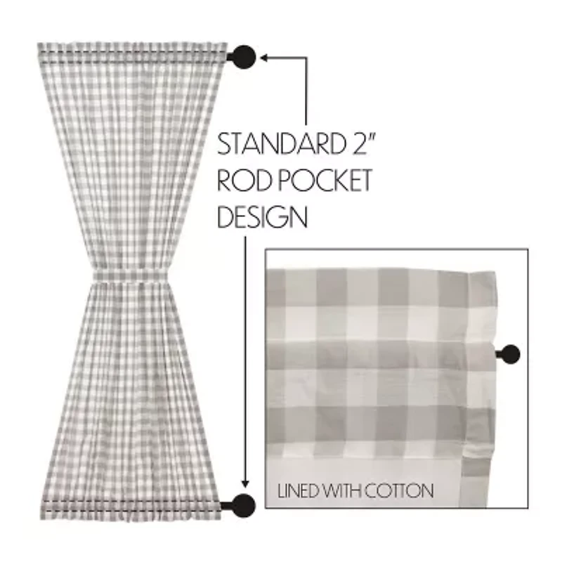 Vhc Brands Annie Check Light-Filtering Rod Pocket Single Door Panel Curtain
