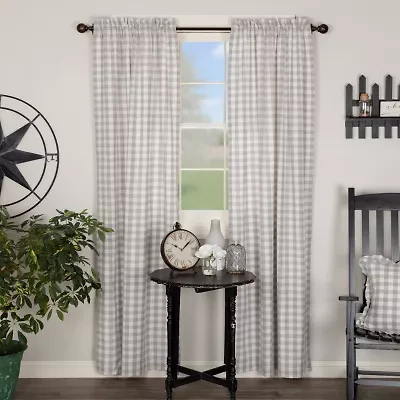 Vhc Brands Annie Check Rod Pocket Light-Filtering Set of 2 Curtain Panel
