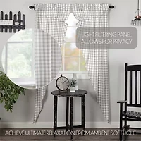 Vhc Brands Annie Check Prairie Rod Pocket Light-Filtering Set of 2 Curtain Panel