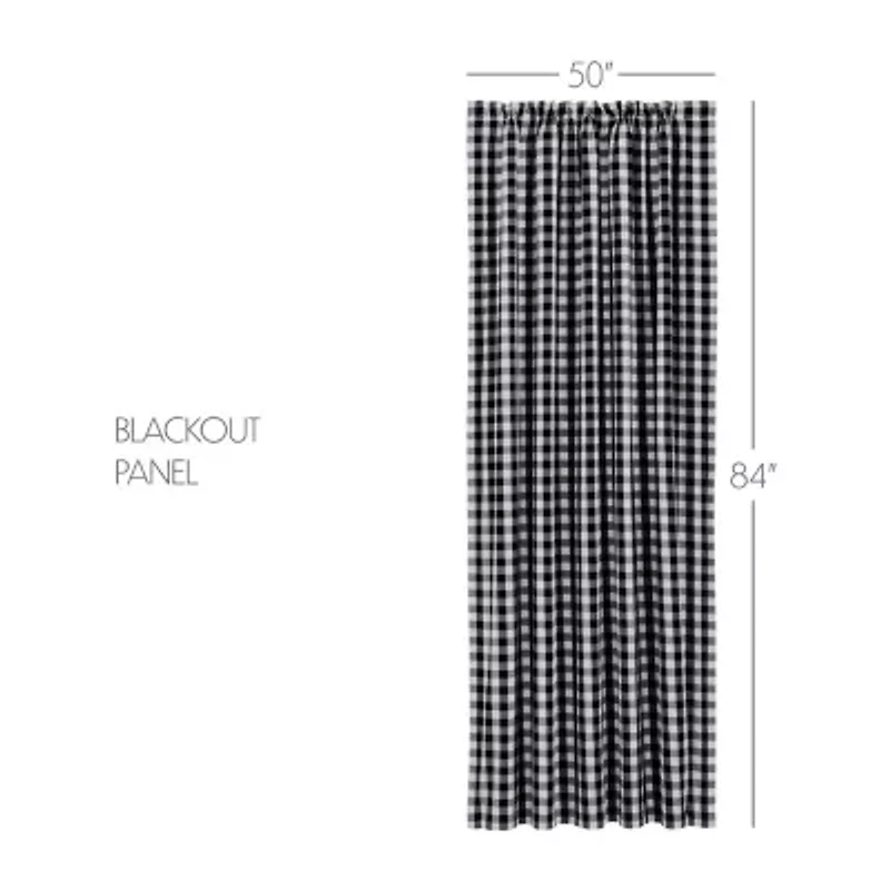 Vhc Brands Annie Check Rod Pocket Blackout Single Curtain Panel
