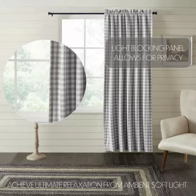 Vhc Brands Annie Check Rod Pocket Blackout Single Curtain Panel