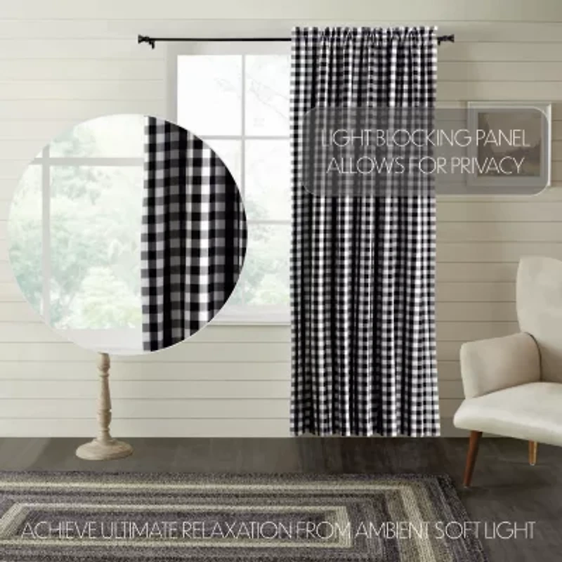 Vhc Brands Annie Check Rod Pocket Blackout Single Curtain Panel