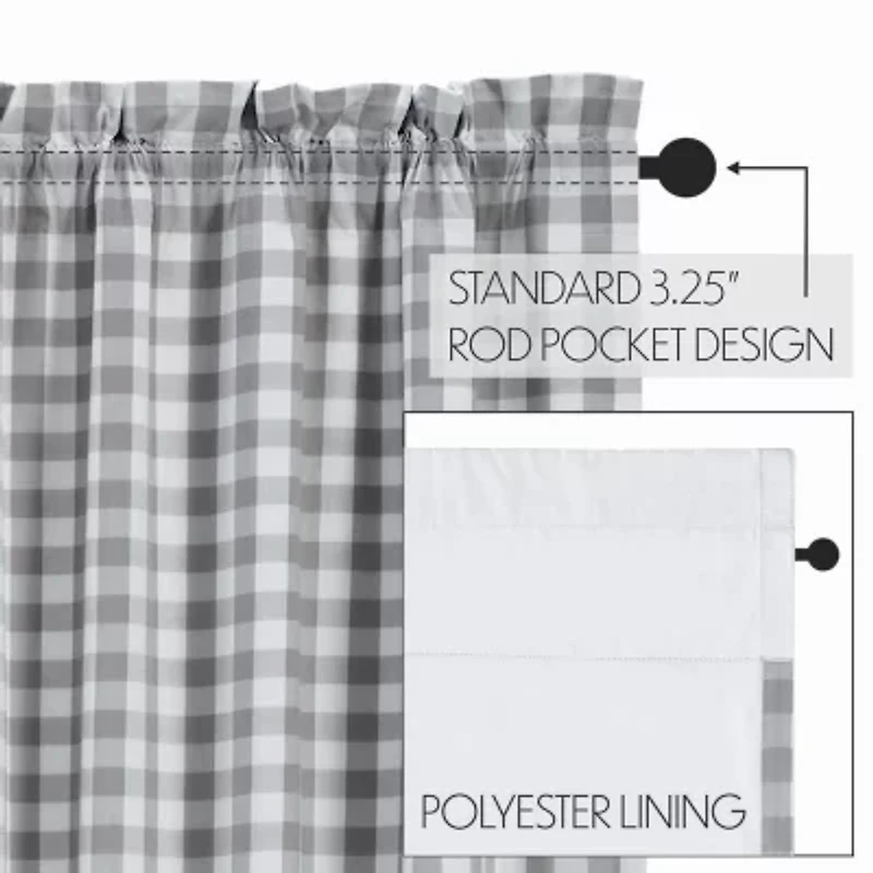 Vhc Brands Annie Check Rod Pocket Blackout Single Curtain Panel