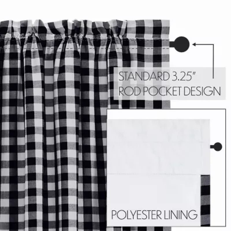 Vhc Brands Annie Check Rod Pocket Blackout Single Curtain Panel