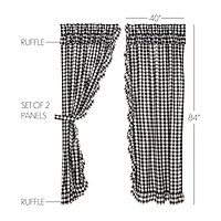 Vhc Brands Annie Check Ruffle Rod Pocket Light-Filtering Set of 2 Curtain Panel