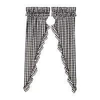 Vhc Brands Annie Check Ruffle Rod Pocket Light-Filtering Set of 2 Curtain Panel