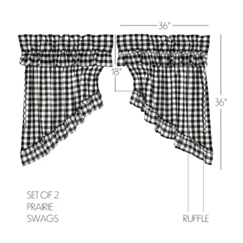 Vhc Brands Annie Check Ruffle Prairie Rod Pocket Valance
