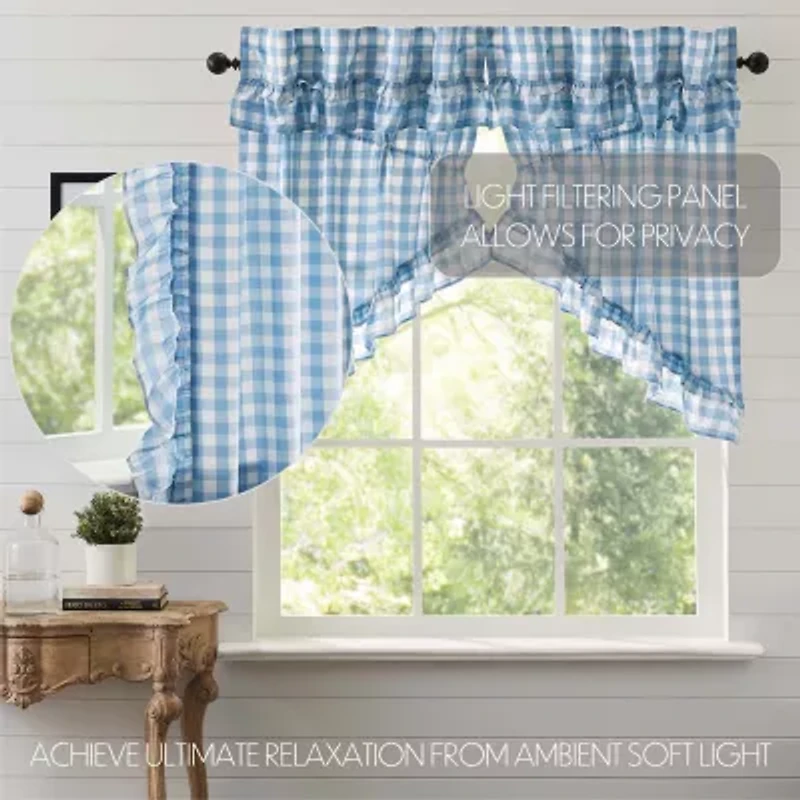 Vhc Brands Annie Check Ruffle Prairie Rod Pocket Tailored Valance