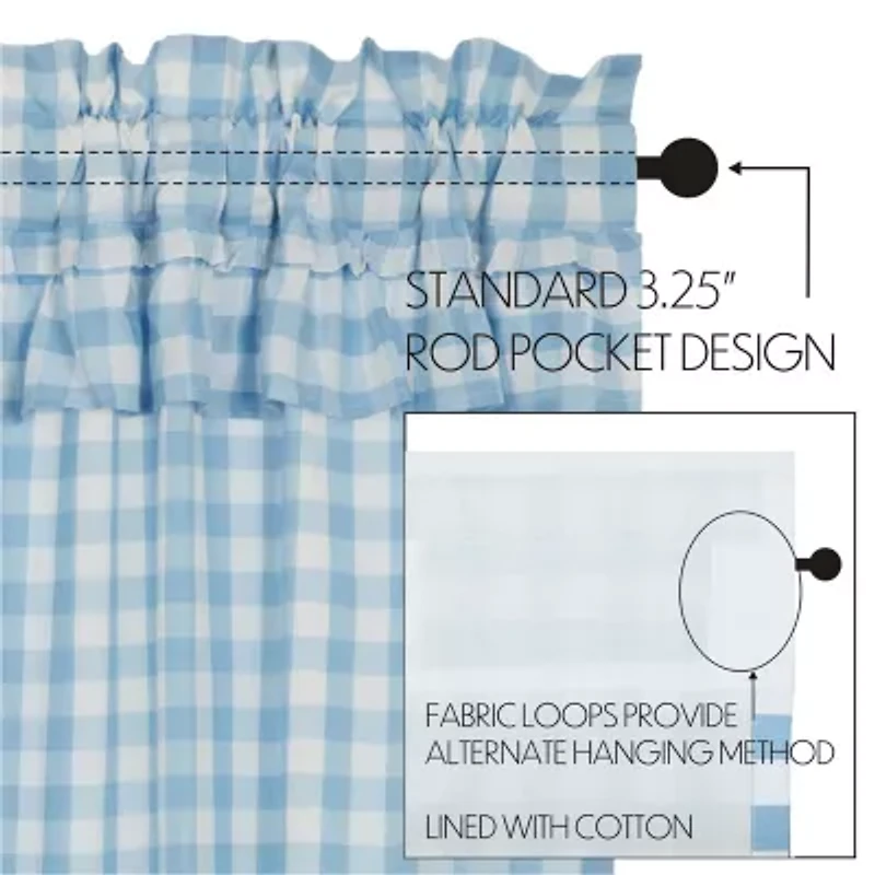 Vhc Brands Annie Check Ruffle Prairie Rod Pocket Tailored Valance