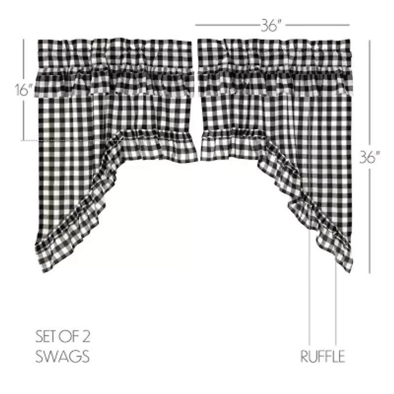 Vhc Brands Annie Check Ruffle Rod Pocket Valance