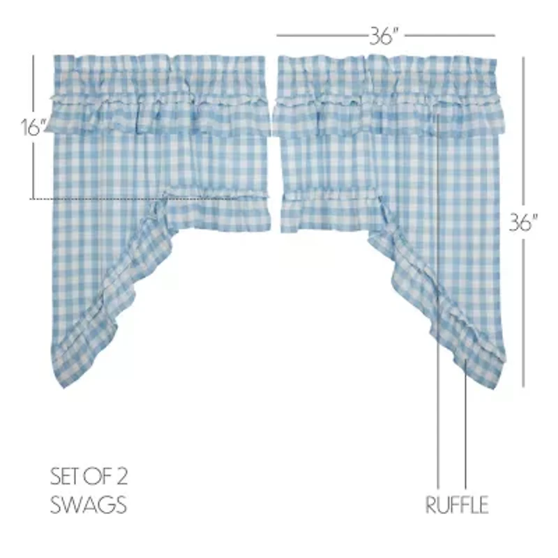 Vhc Brands Annie Check Ruffle Rod Pocket Valance